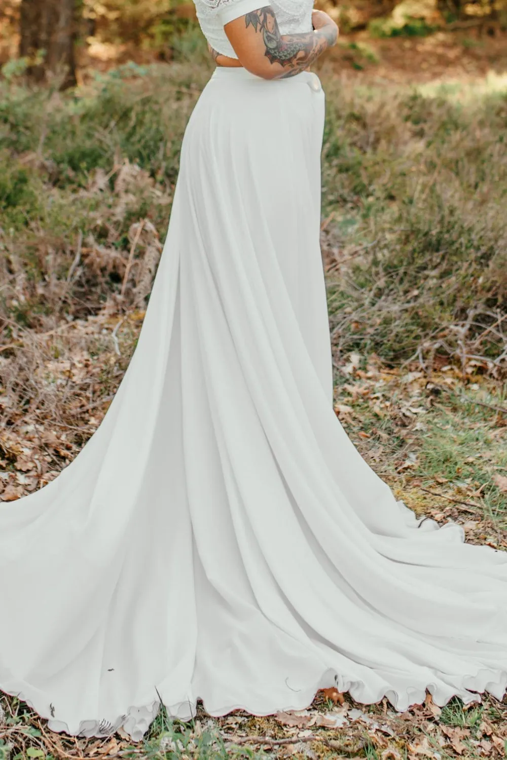 Sanna Lindström Ödla lang chiffon nederdel ivory størrelse 32–54