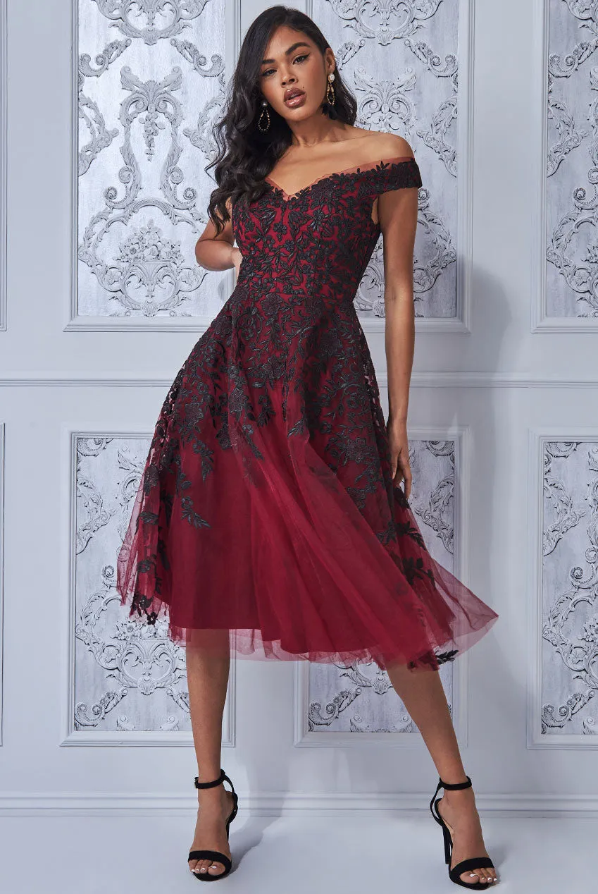 Princesa La Princessa CG3192 gallakjole emerald/wine tyl midi