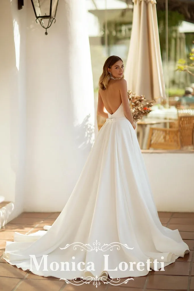 Princesa ML8237 brudekjole ivory chiffon halter