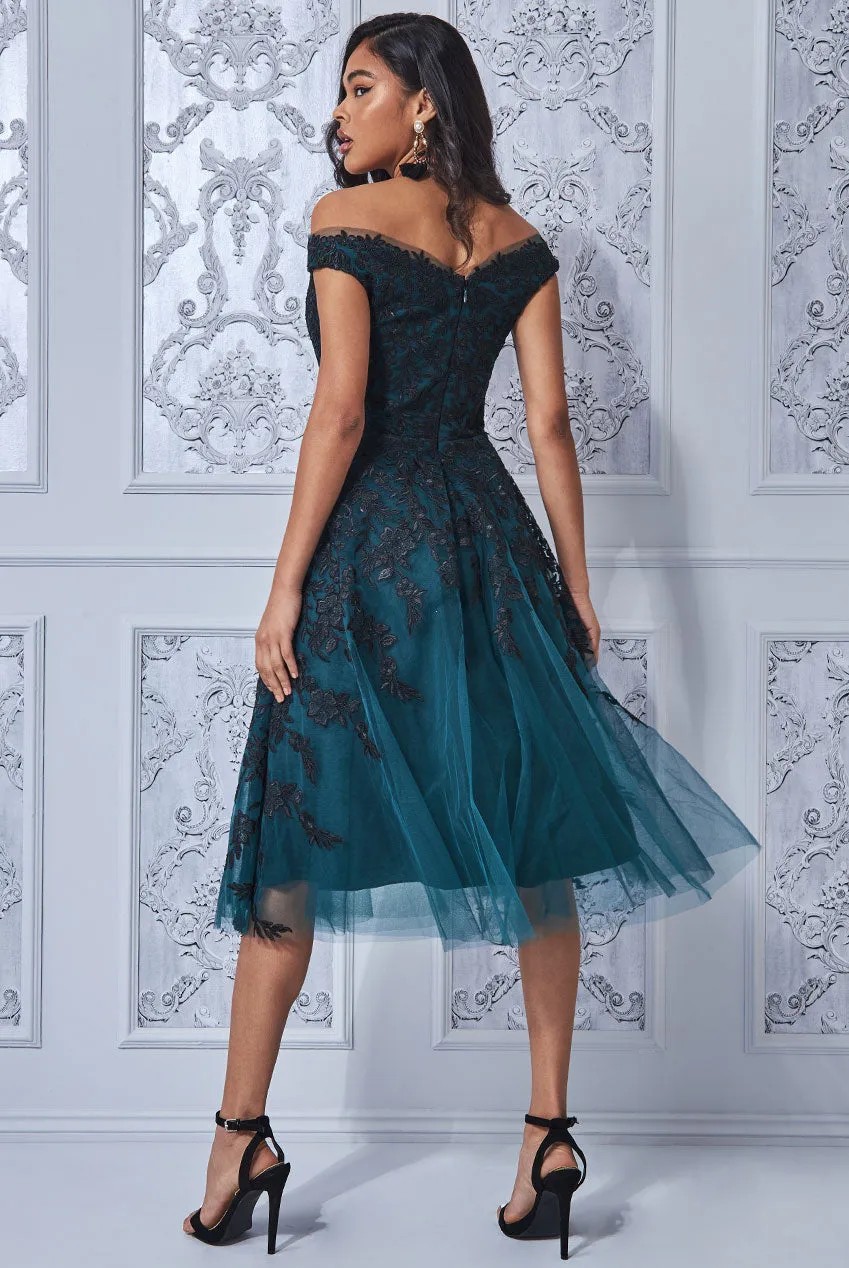 Princesa La Princessa CG3192 gallakjole emerald/wine tyl midi