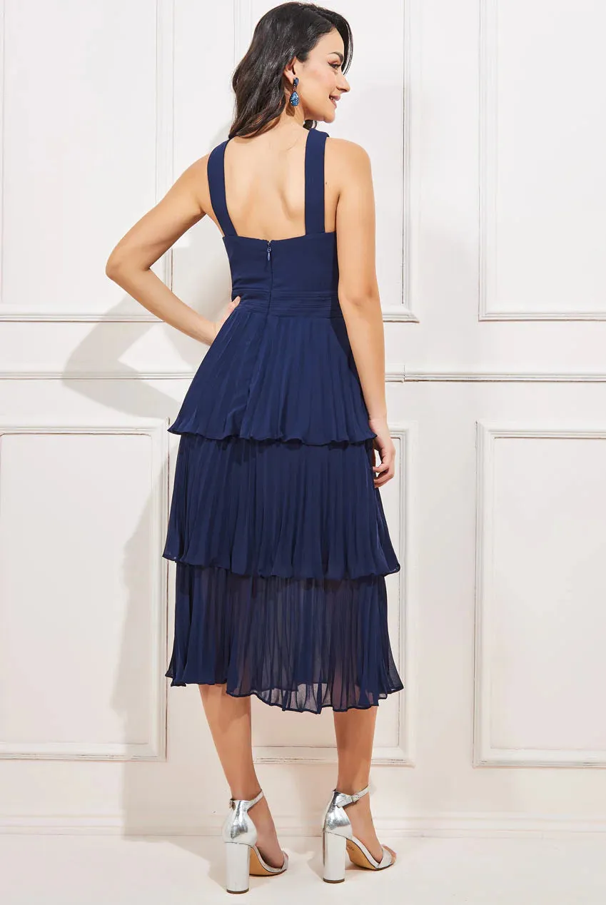Princesa La Princessa CG3800 chiffonkjole blue/navy midi halterneck