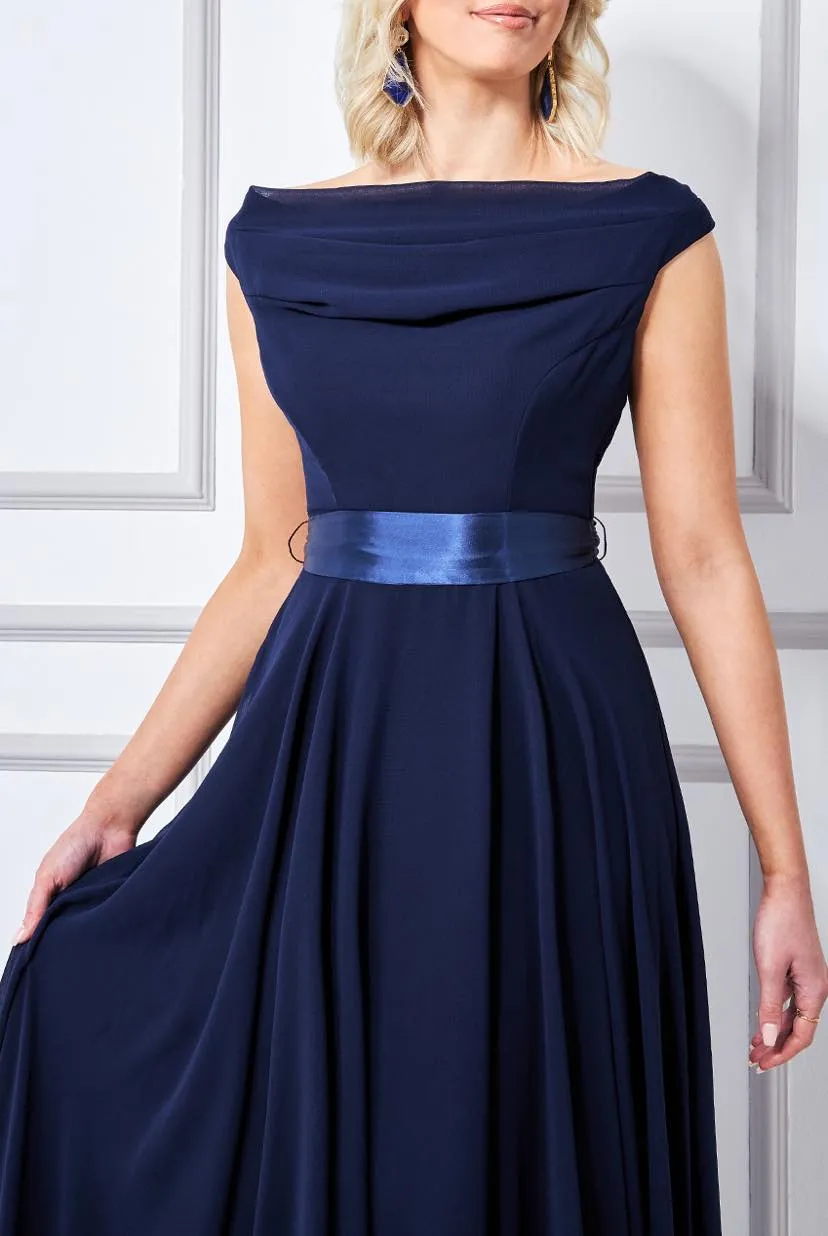 Princesa CG3335 gallakjole chiffon off-shoulder navy