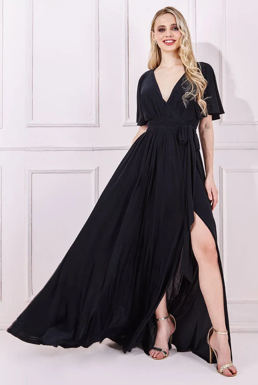 Princesa CG2565 stretchkjole black korte ærmer