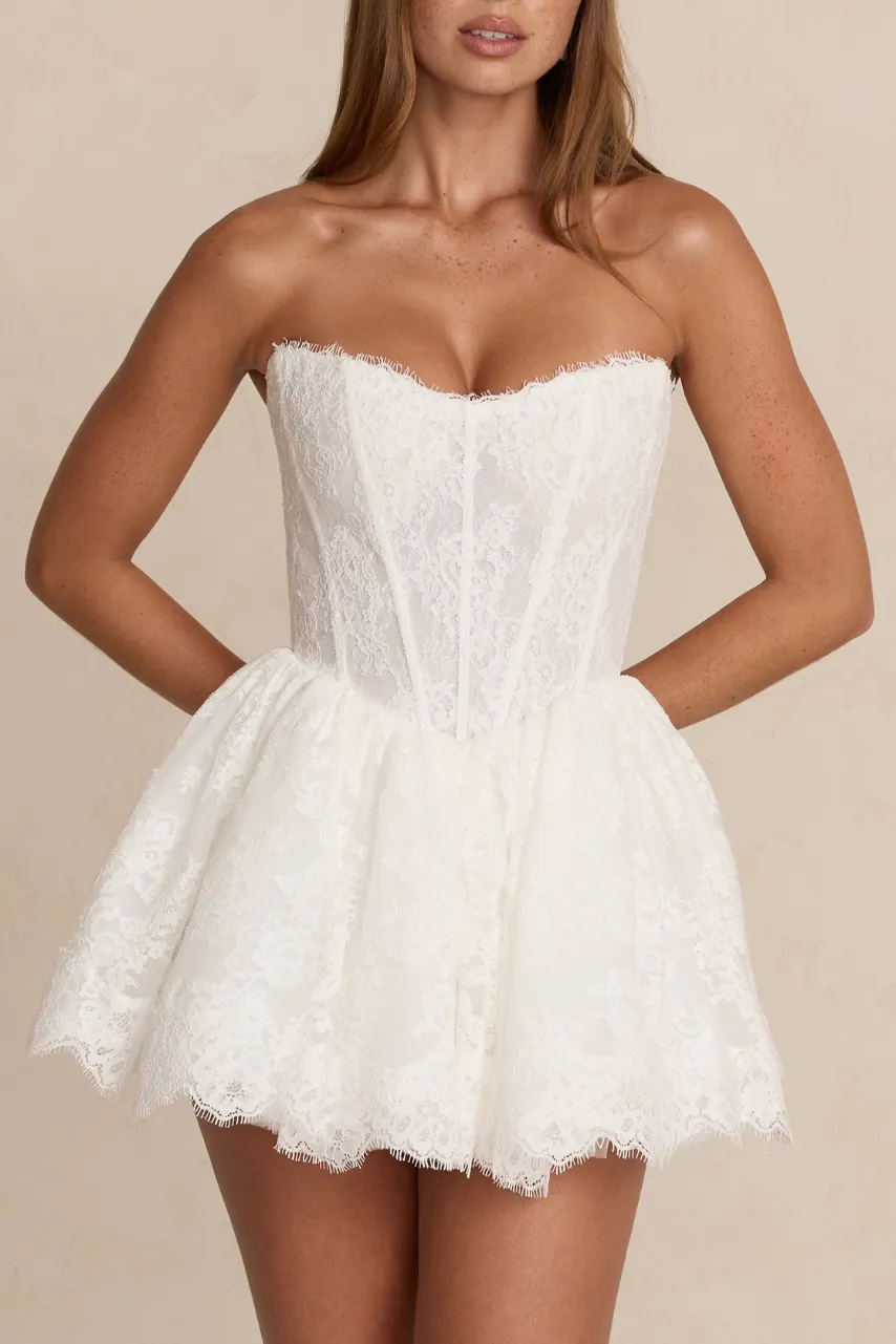 Made With Love Primrose Mini brudekjole i blonde