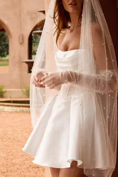 Made With Love Bridal Short Pearl Veil brudeslør ivory 1 stk.
