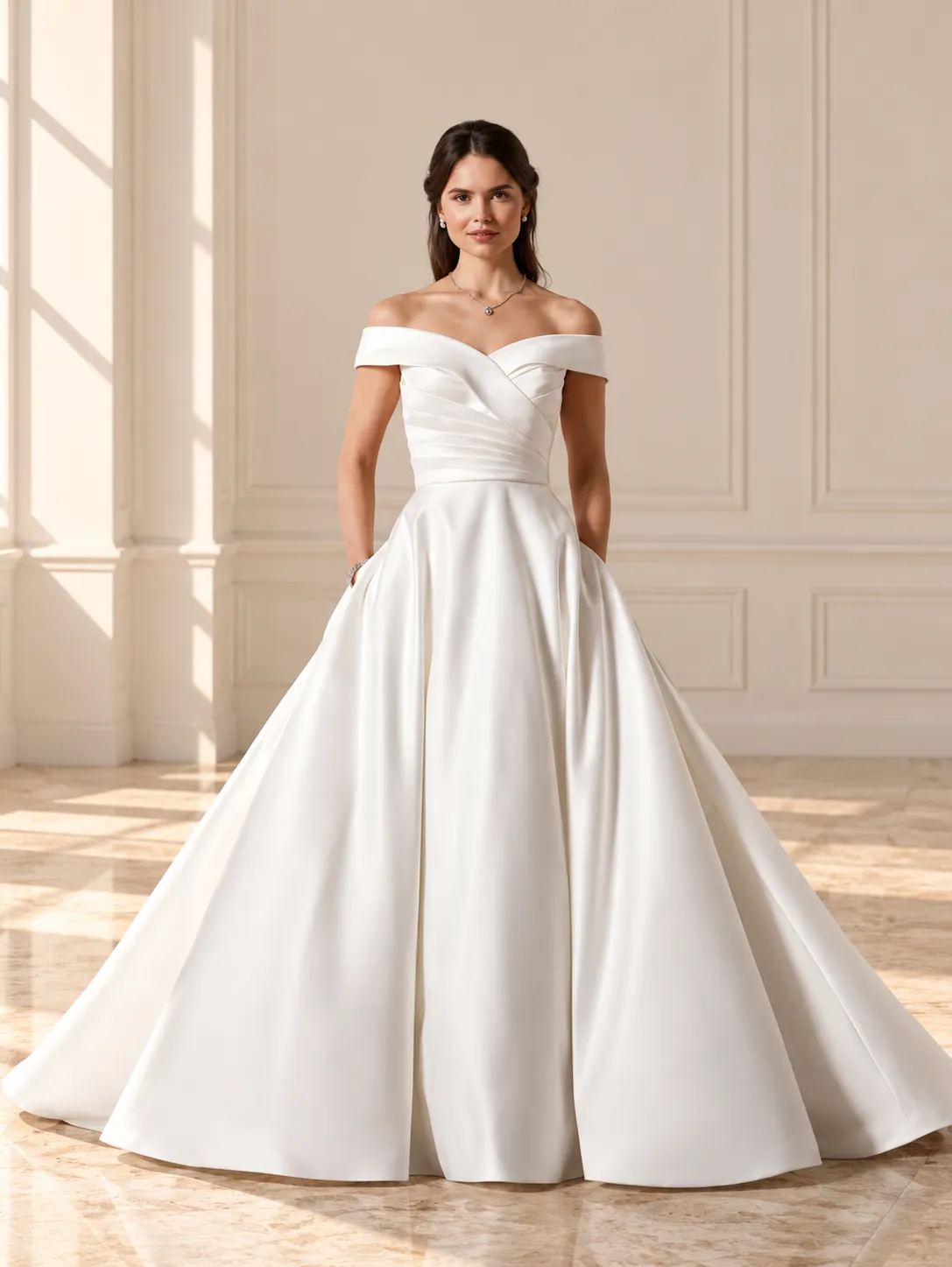 Panayotis Louisa 2027 brudekjole ivory A-line lommer