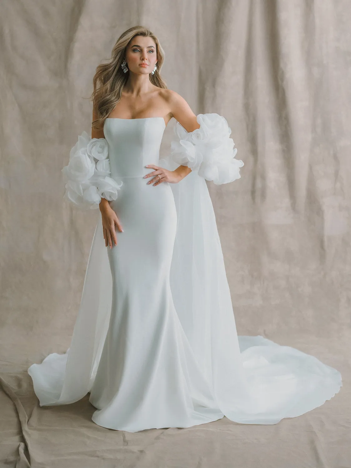 Allure Bridal CP82 brudekappe Ivory organza med rosetter