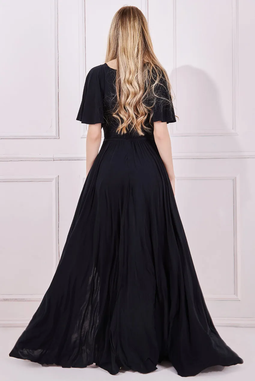 Princesa CG2565 stretchkjole black korte ærmer