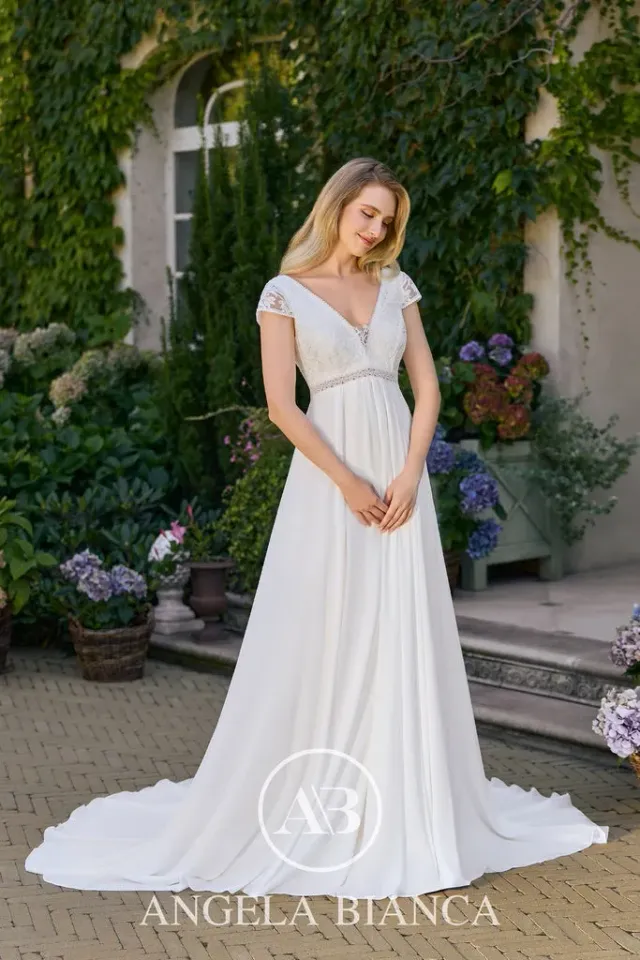 Angela Bianca ML1148 brudekjole ivory chiffon