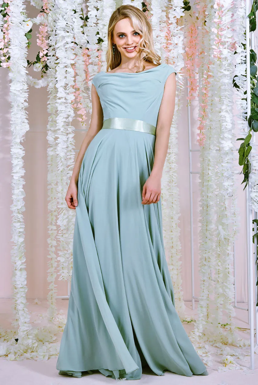 Princesa CG3335 gallakjole chiffon off-shoulder navy