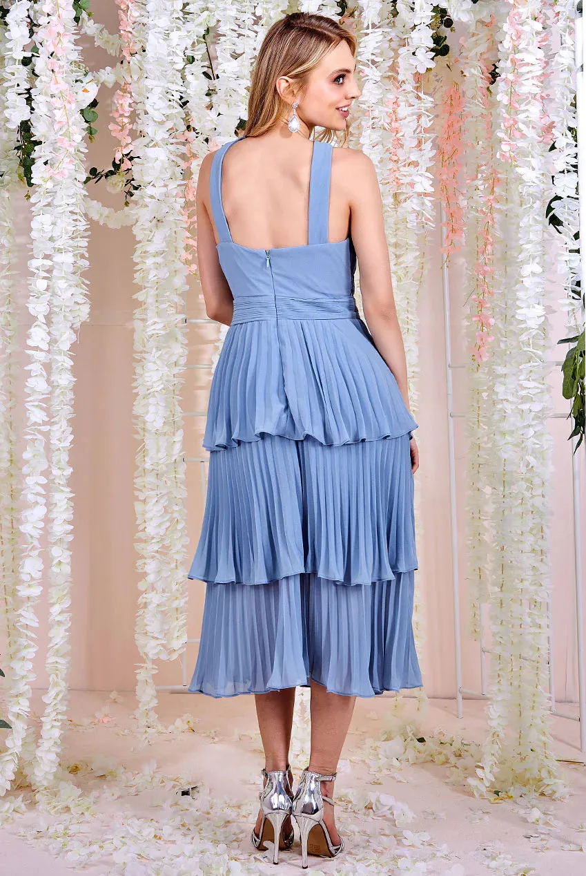 Princesa La Princessa CG3800 chiffonkjole blue/navy midi halterneck