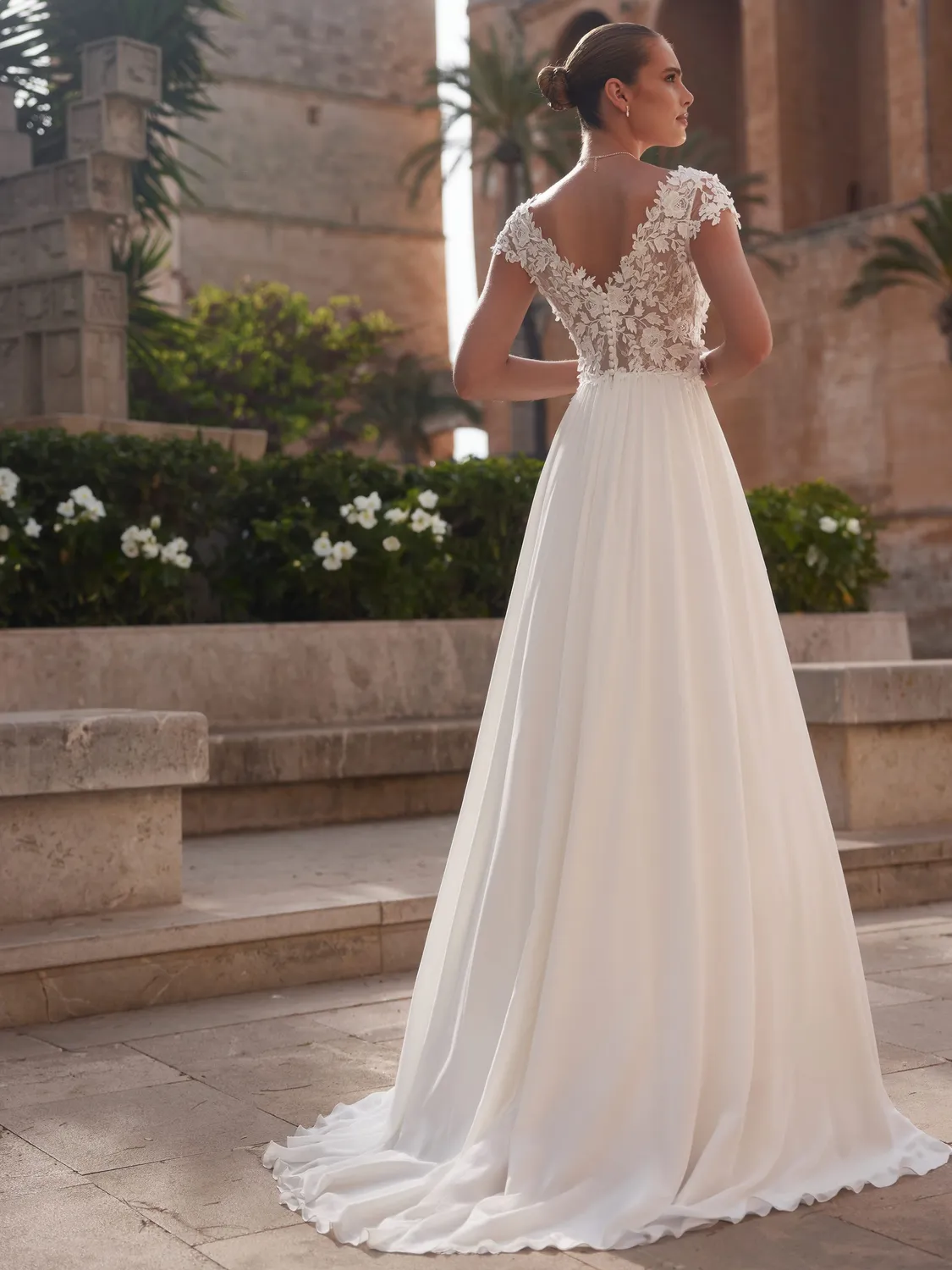 Princesa La Princessa Olena brudekjole i chiffon med 3D-blonde