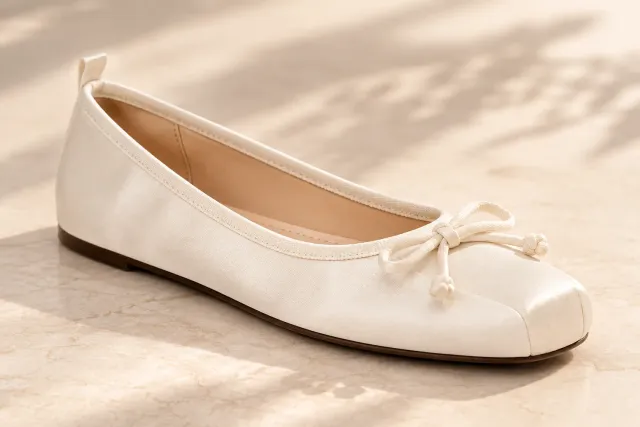 Panayotis STELLA konfirmationssko ballerina ivory str. 36-42 med sløjfe
