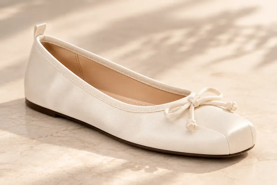 Panayotis STELLA konfirmationssko ballerina ivory str. 36-42 med sløjfe