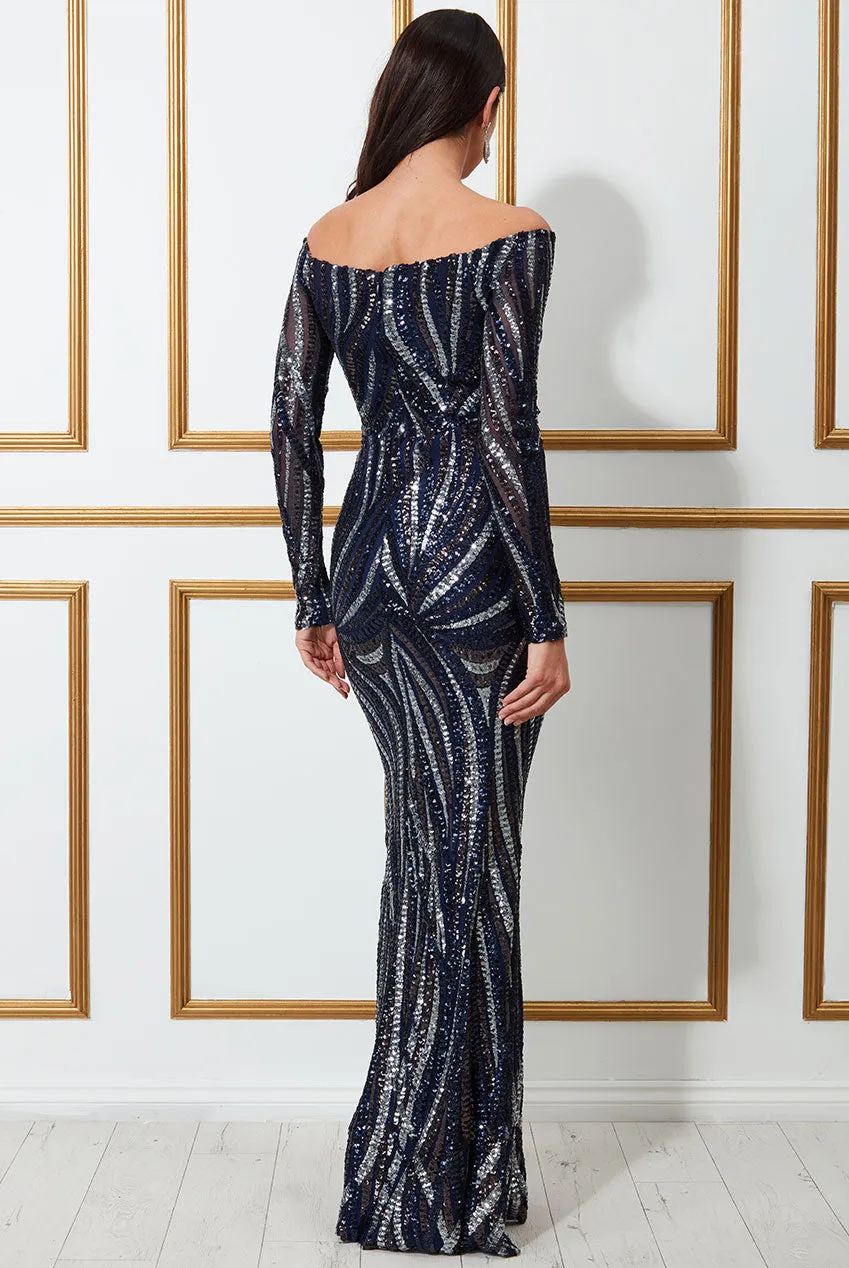 Princesa La Princessa CG3030 pailletkjole navy figursyet