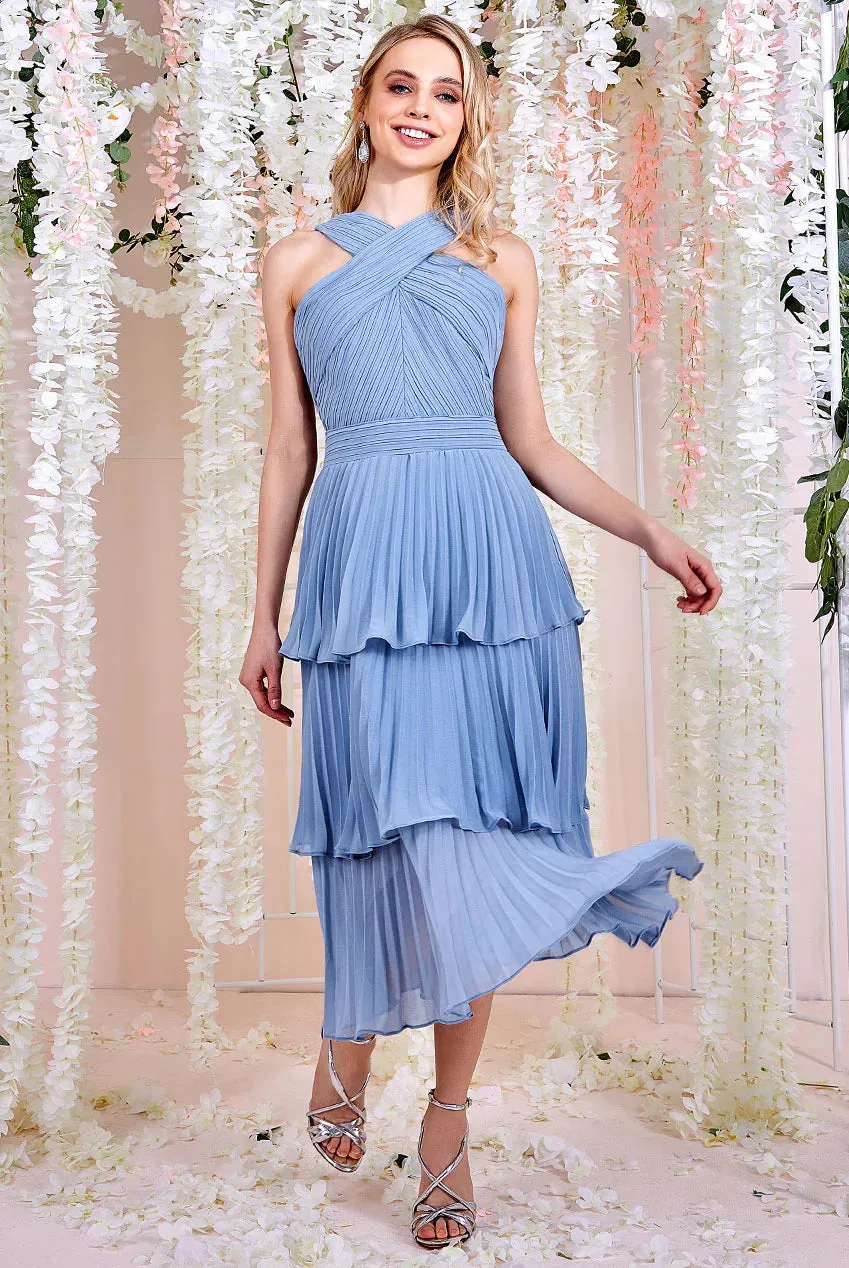 Princesa La Princessa CG3800 chiffonkjole blue/navy midi halterneck