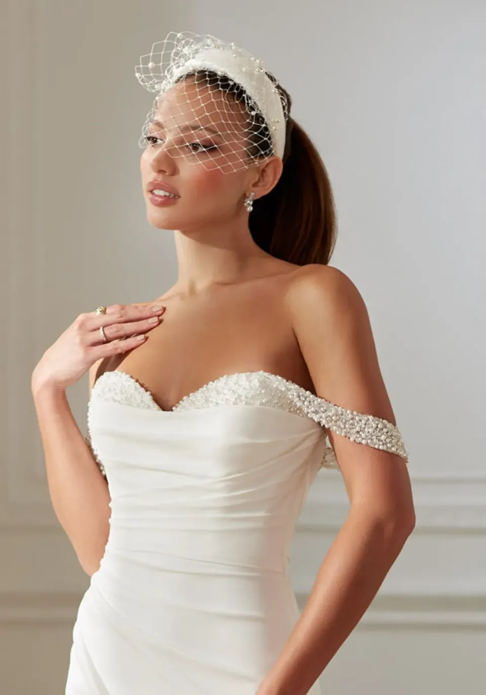 Ellis Bridals Della Straps beaded stropper ivory str. S perler