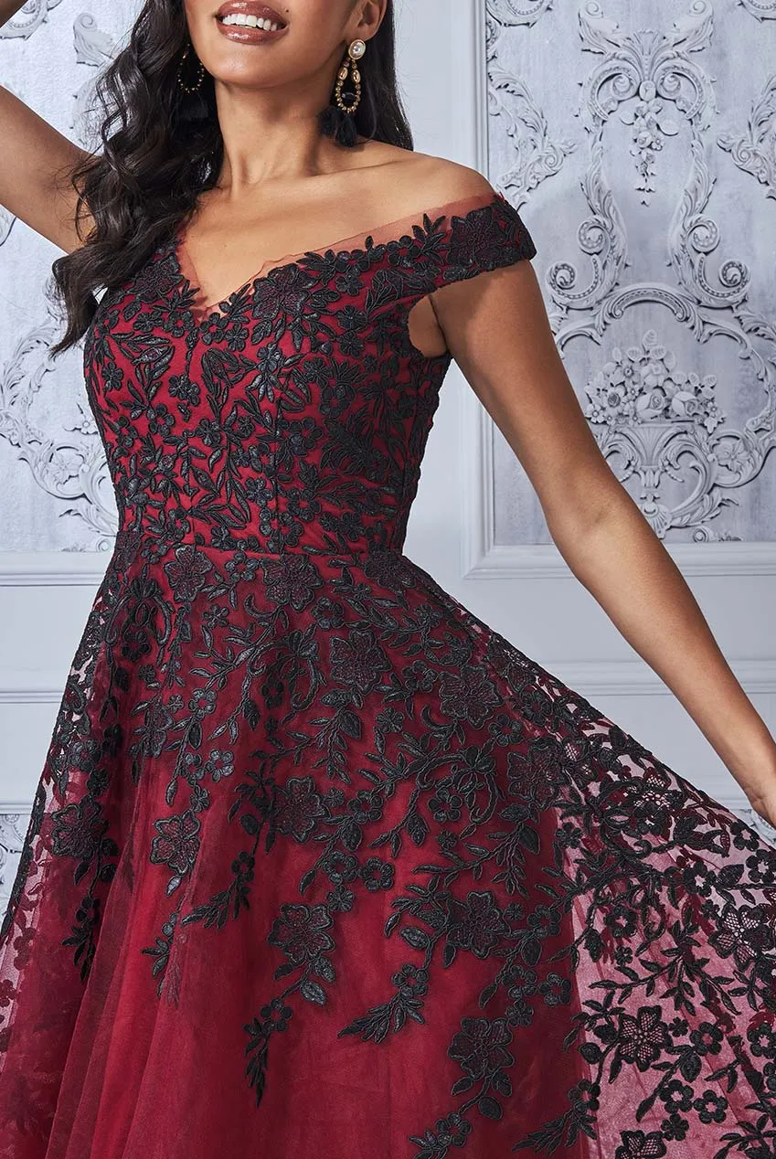 Princesa La Princessa CG3192 gallakjole emerald/wine tyl midi