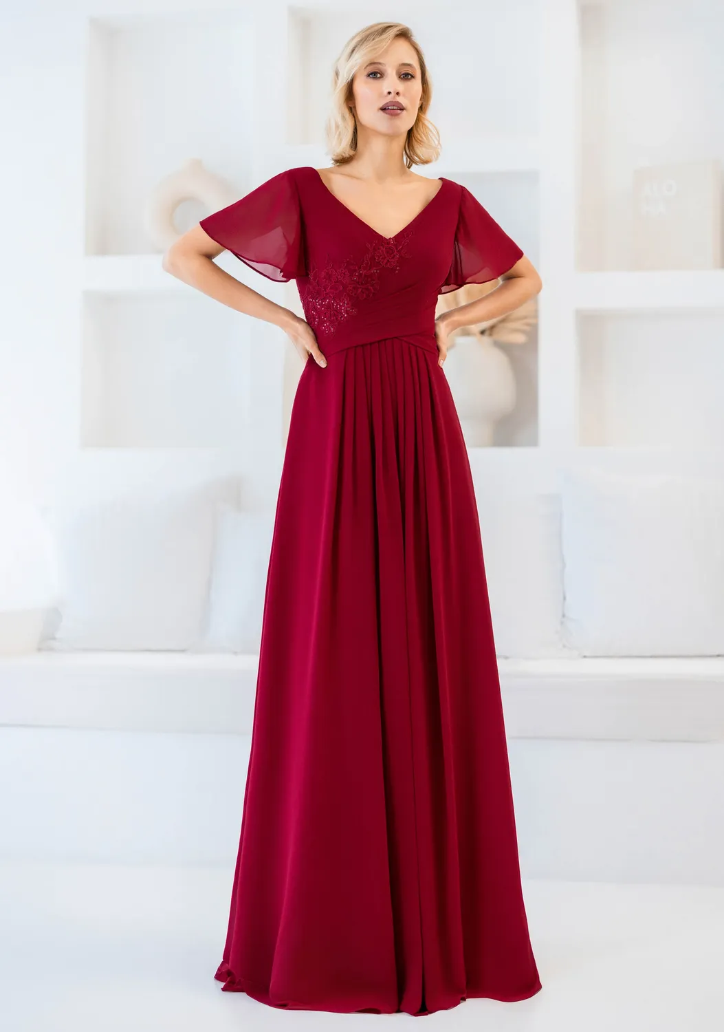 Princesa La Princessa CK5013 selskabskjole med korte ærmer