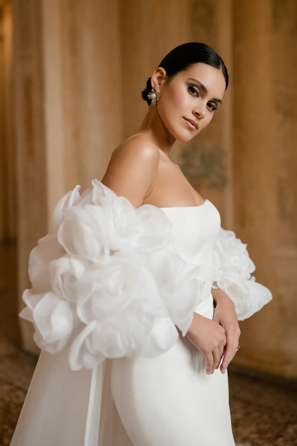 Allure Bridal CP82 brudekappe Ivory organza med rosetter
