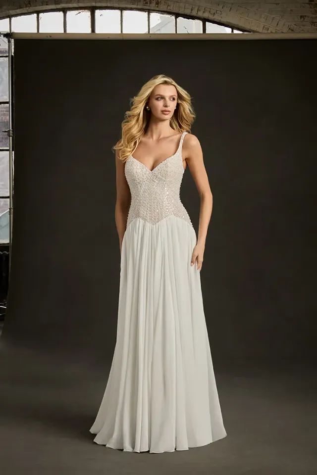 Allure Bridal Madison James MJ1276 Cleo brudekjole chiffon ivory/champagne