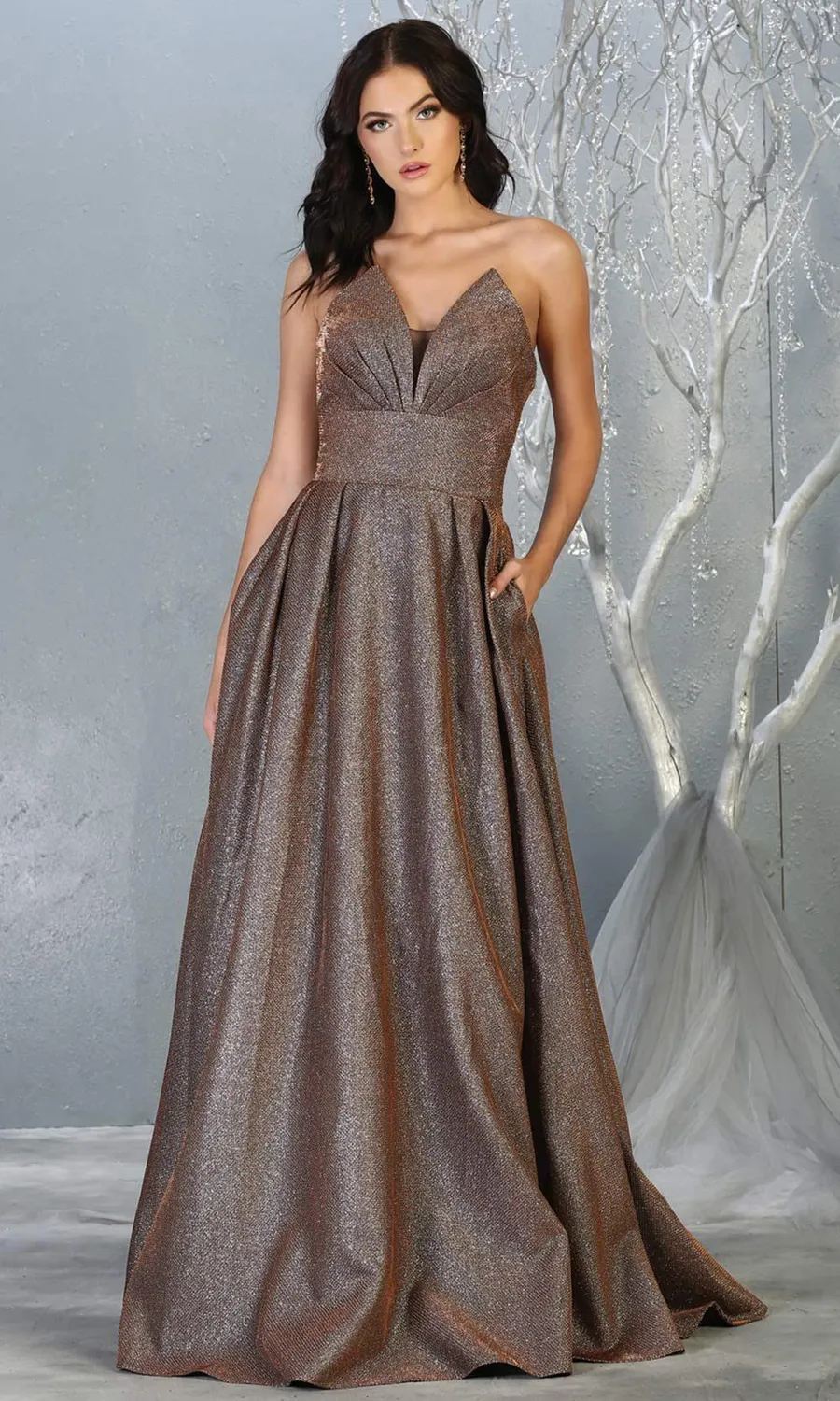 Princesa 1710 gallakjole stropløs metallic burgundy