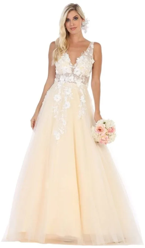 Princesa La Princessa Varenr. 7733 festkjole i tyl med 3D-blomster
