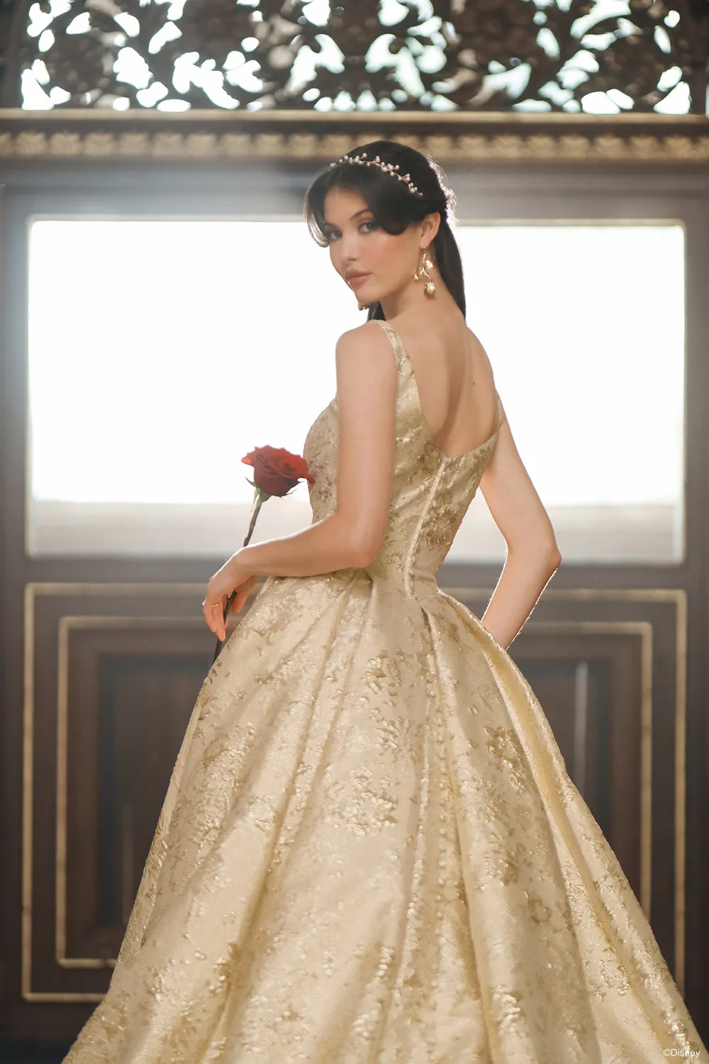 Allure Bridal Disney D472 Belle brudekjole guld metallisk jacquard
