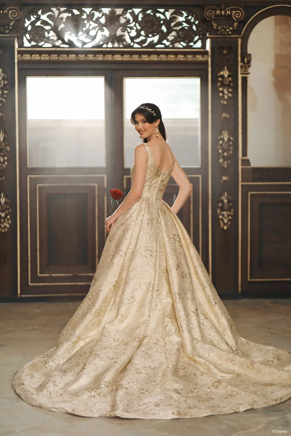 Allure Bridal Disney D472 Belle brudekjole guld metallisk jacquard