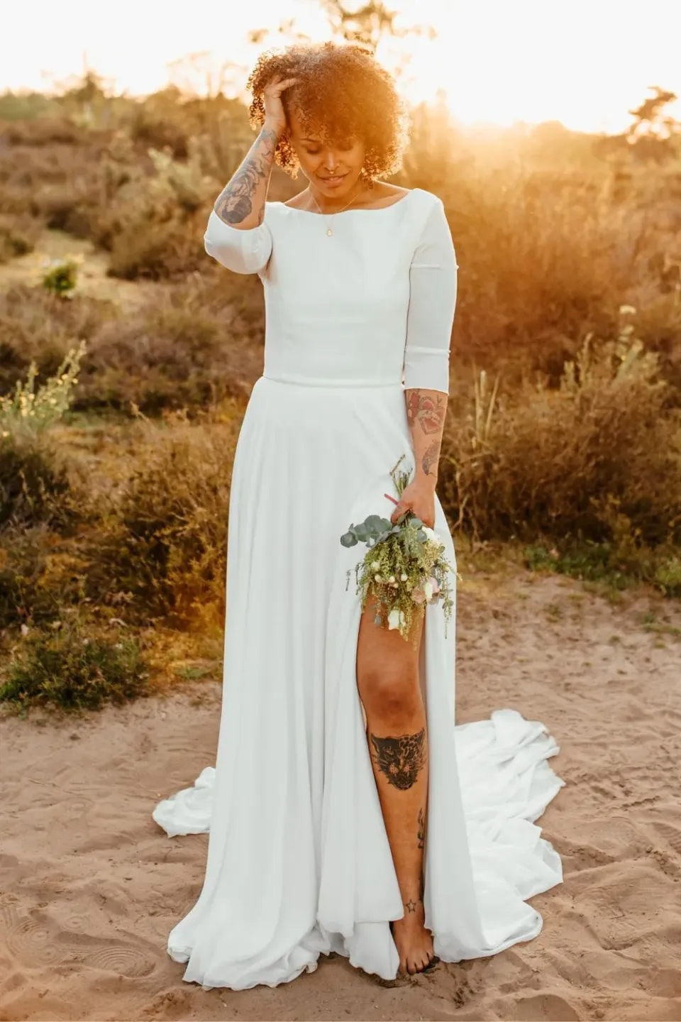 Sanna Lindström Ödla lang chiffon nederdel ivory størrelse 32–54