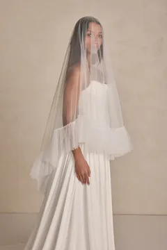Made With Love Gigi brudeslør tyl med flæsekant