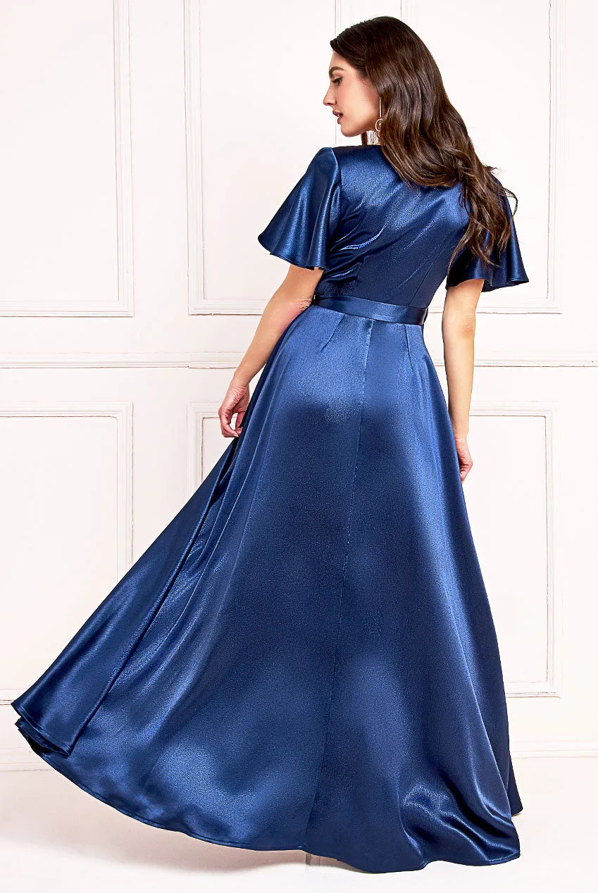 Princesa La Princessa CG3955 festkjole Emerald-Green satin med slids