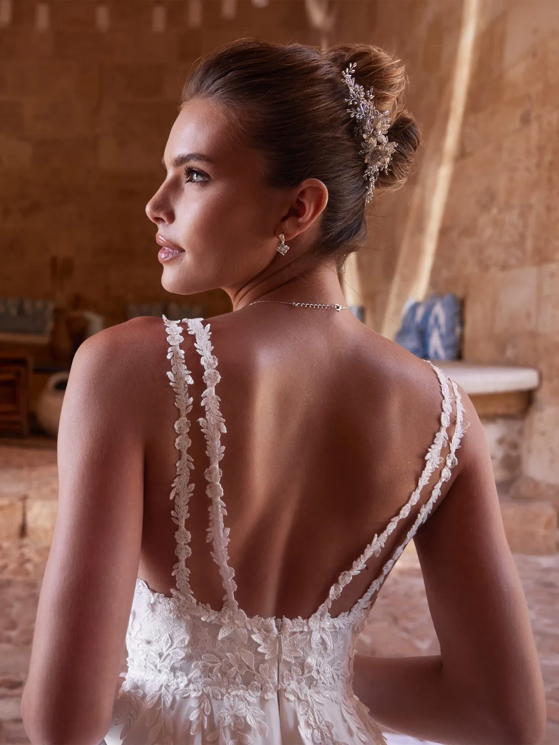Princesa La Princessa Kerena brudekjole i chiffon med slids