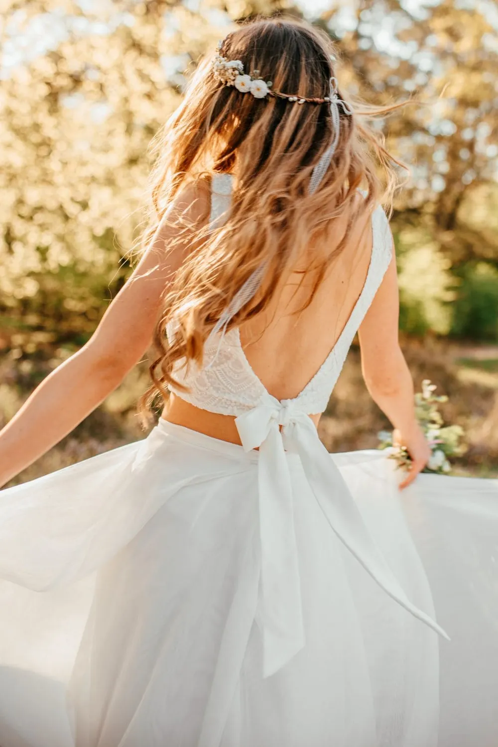 Sanna Lindström Uggla lang chiffon nederdel ivory