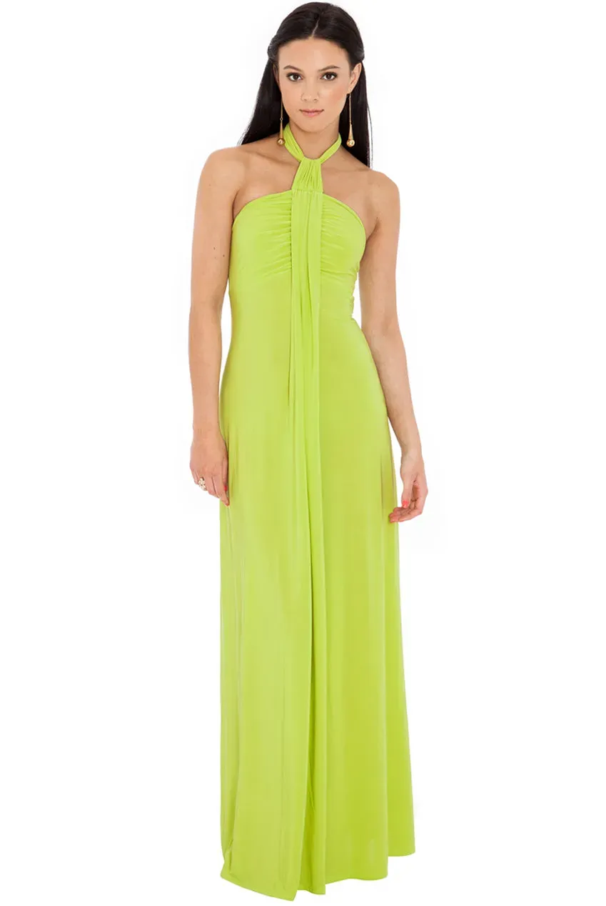 Princesa CG172 halterneck kjole Lime S-L med åben ryg