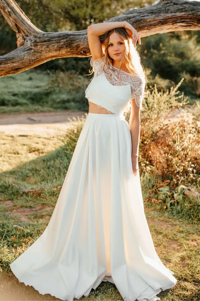 Sanna Lindström Sköldpadda lang ivory satin nederdel str. 32–54