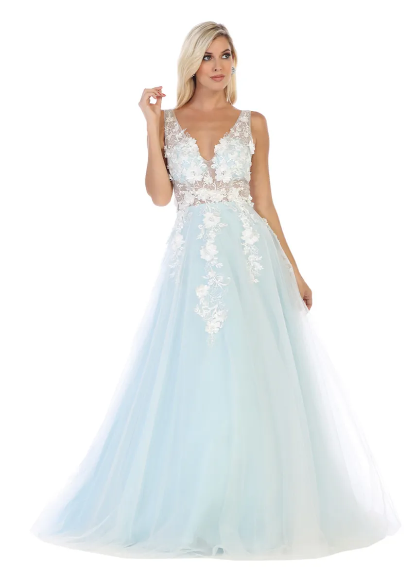 Princesa La Princessa Varenr. 7733 festkjole i tyl med 3D-blomster