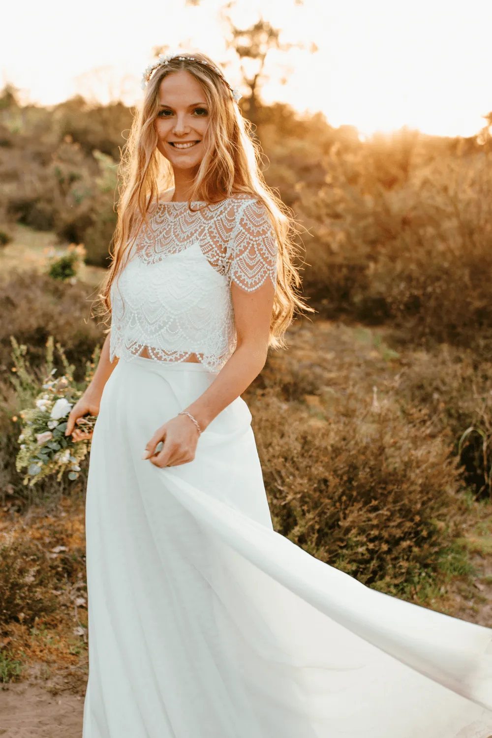 Sanna Lindström noni Spitzentop kurzarm “Niah” weiß blondetop hvid