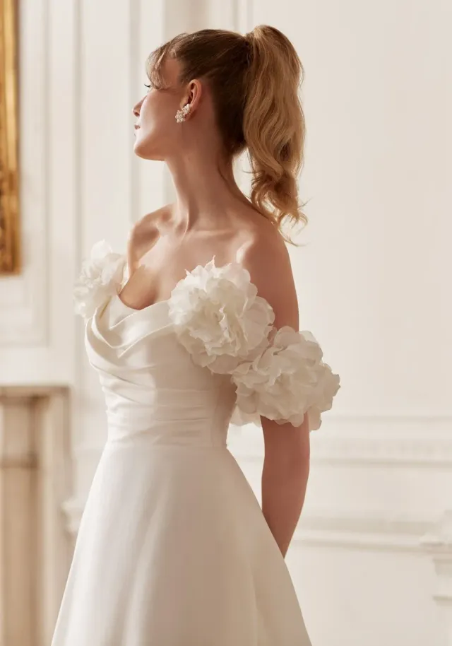 Ellis Bridals MAY WRAP brudewrap ivory standard 3D-blomster