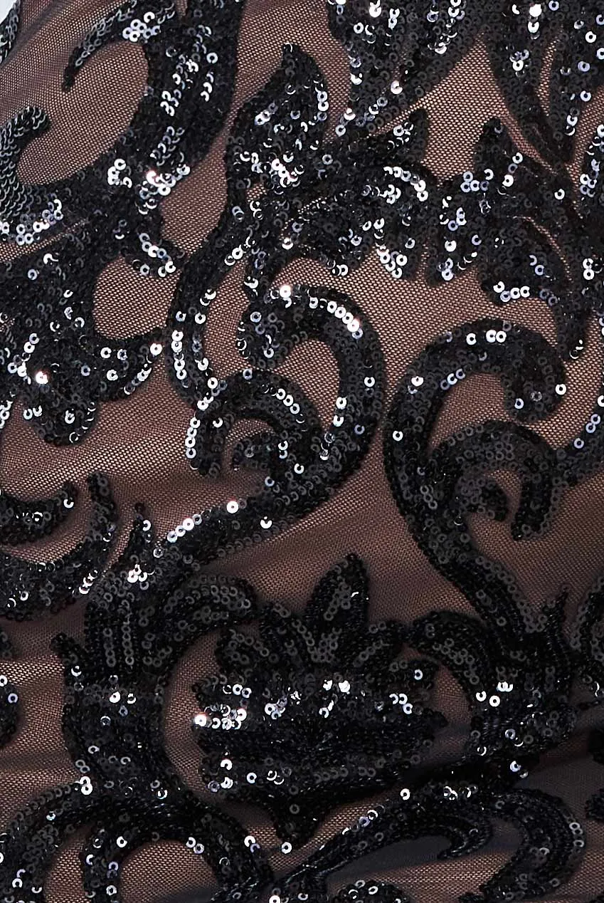 Princesa La Princessa CG3476 midi kjole med pailletter, sort