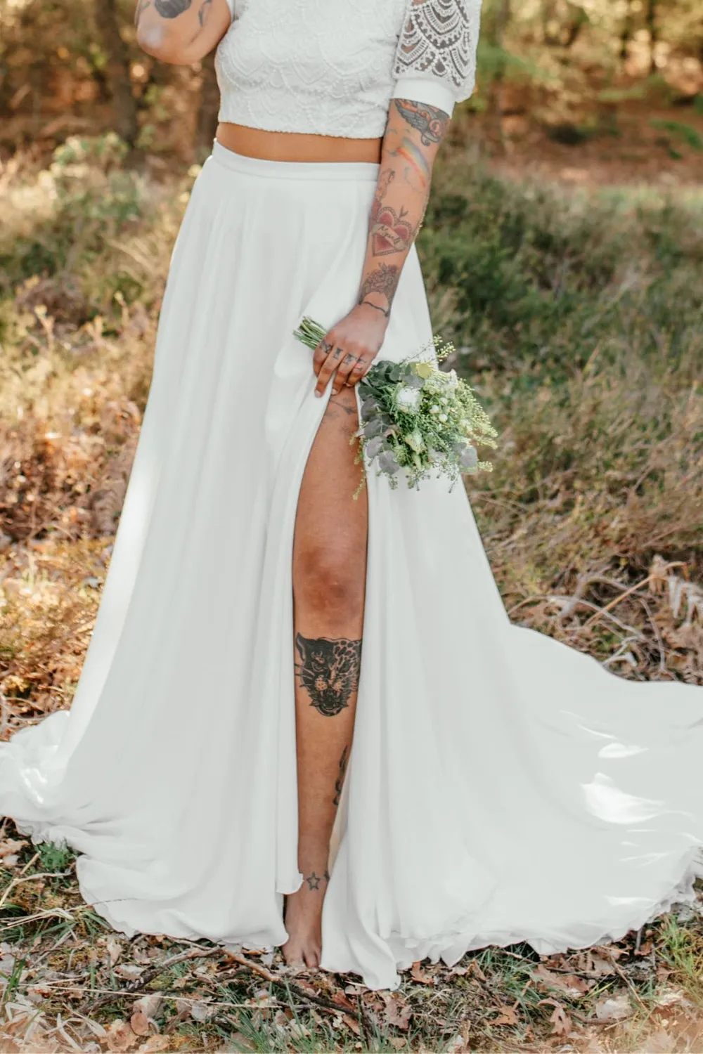 Sanna Lindström Ödla lang chiffon nederdel ivory størrelse 32–54