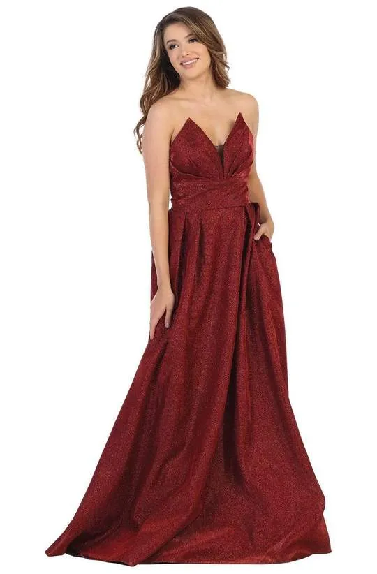 Princesa 1710 gallakjole stropløs metallic burgundy