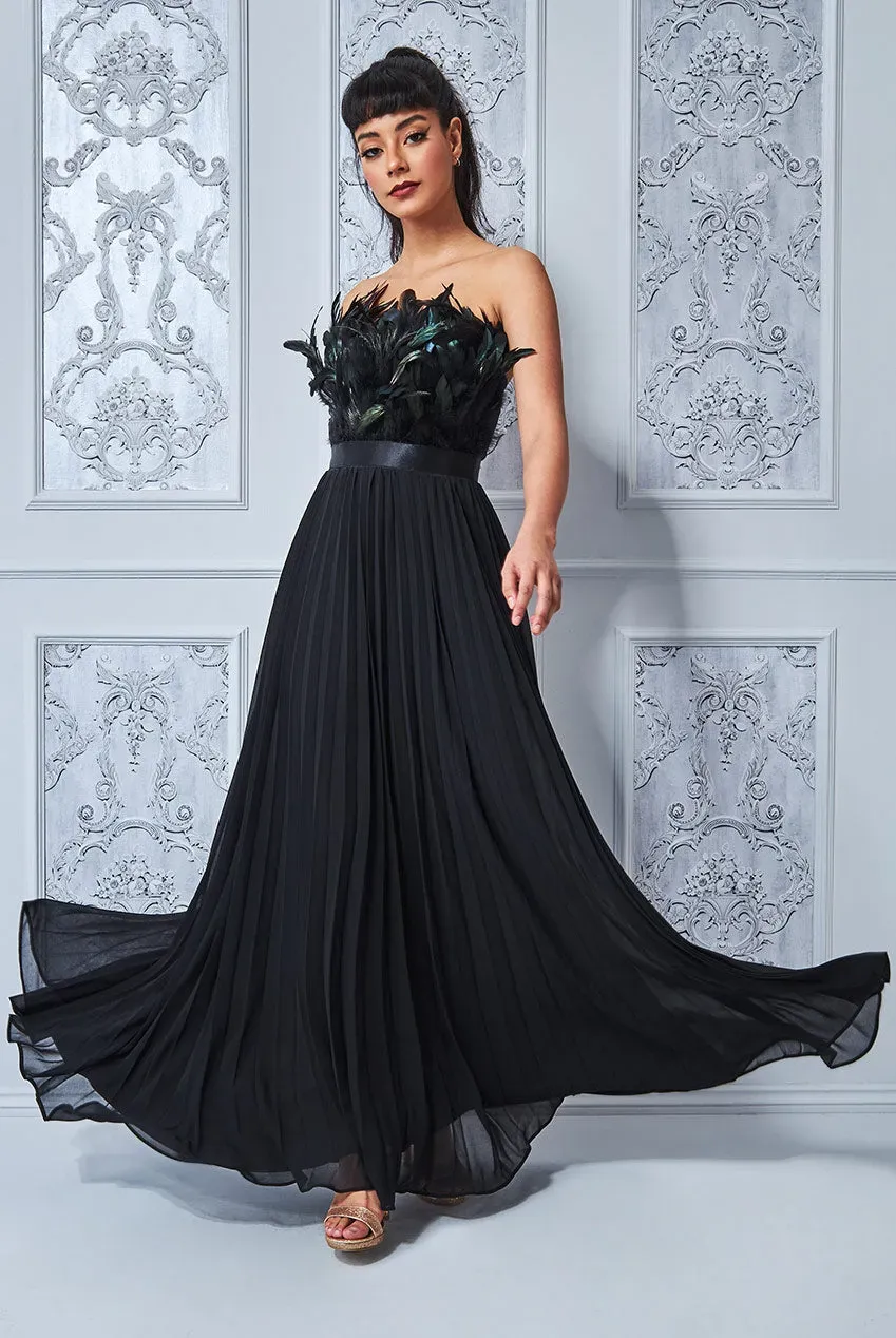 Princesa La Princessa CG3233 gallakjole sort med fjer