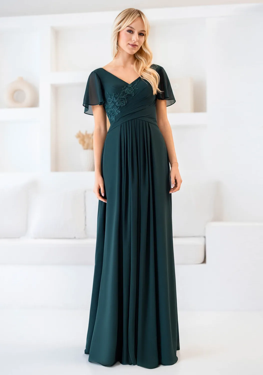 Princesa La Princessa CK5013 selskabskjole med korte ærmer