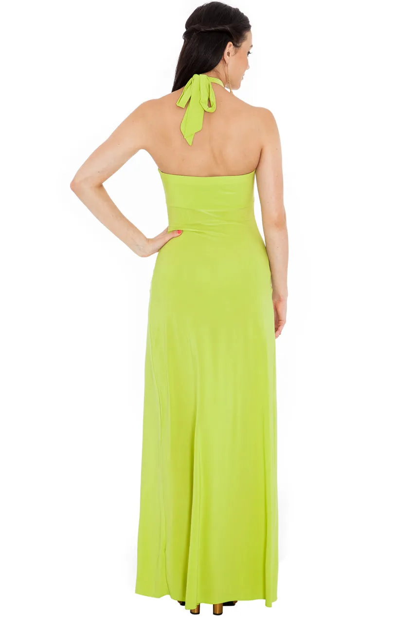Princesa CG172 halterneck kjole Lime S-L med åben ryg