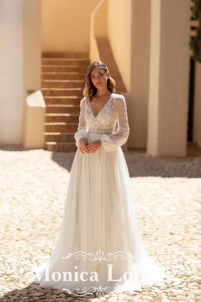 Monica Loretti 8244 brudekjole blonder chiffon