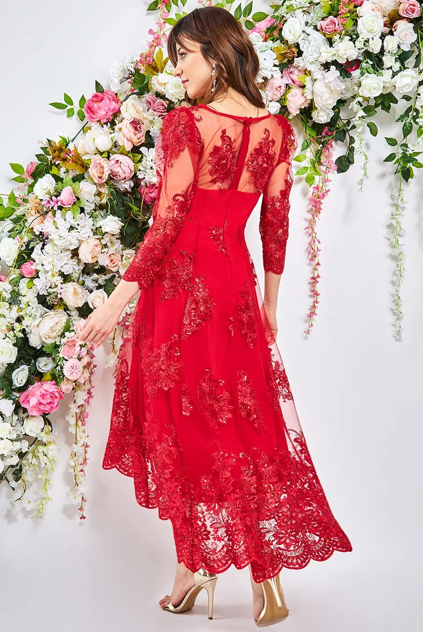 Princesa La Princessa CG3410 blonde midikjole pailletter