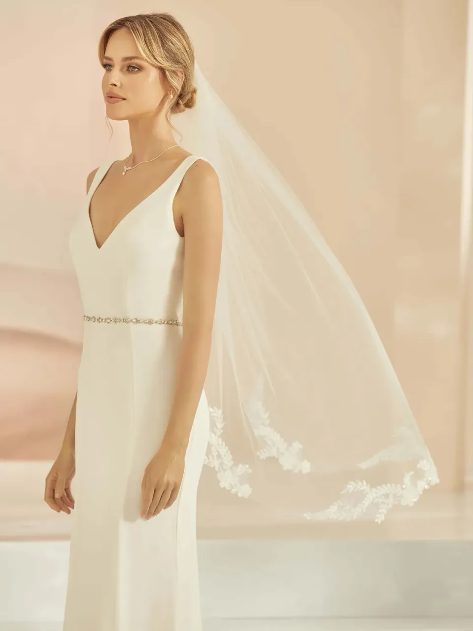 Princesa Veil S418 brudeslør pailletter ivory 110 cm