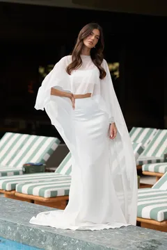 Made With Love Chiffon Cape brudecape i chiffon