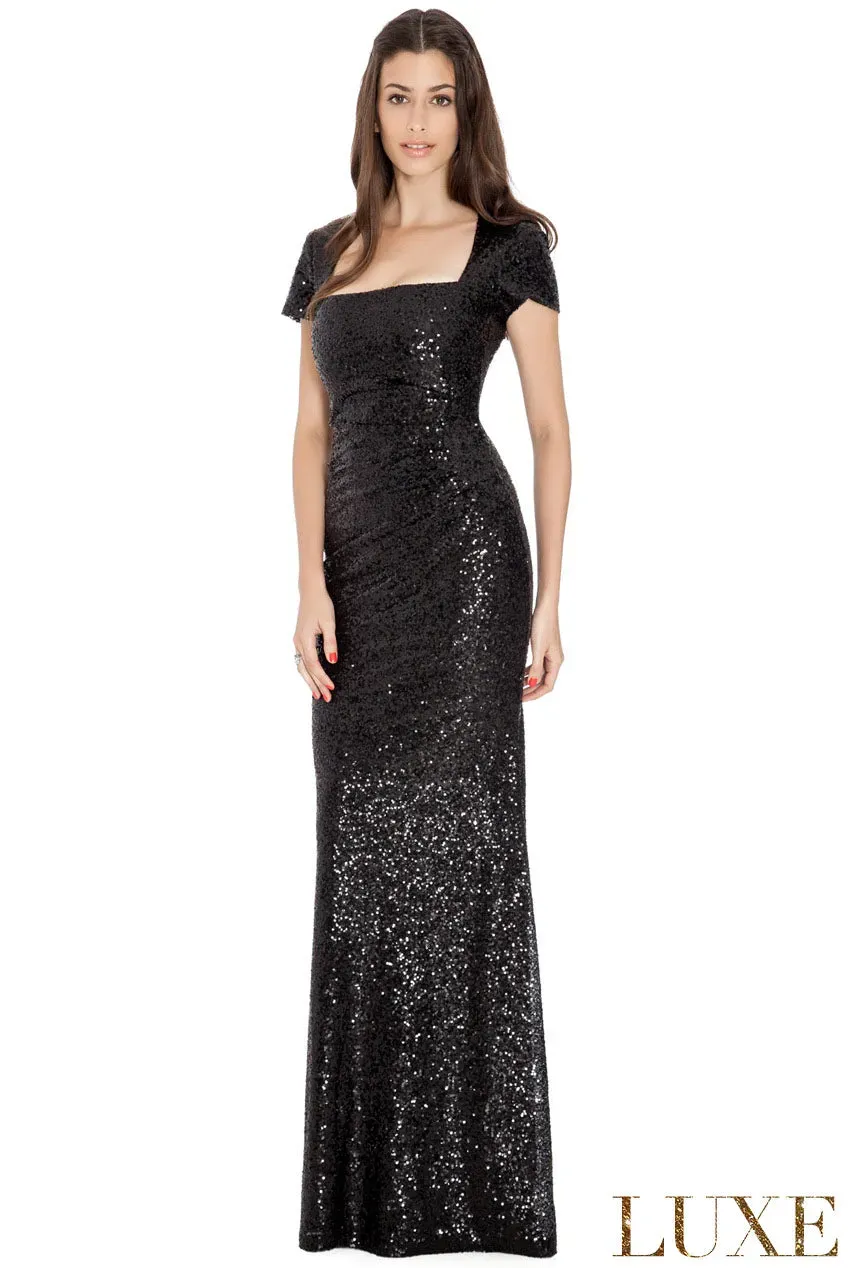Princesa La Princessa CG335 pailletkjole sort – havfruesnit